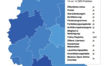 Ausschnitt der interaktiven OER-Karte der Technologiestiftung Berlin zur Verbreitung von OER-Praktiken in Deutschland (CC BY-SA 4.0)