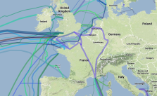 Die Glasfaser-Kabel in Europa laut Greg's Cable Map