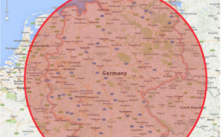 Abgeschnorcheltes Gebiet im Falle eines Einsatzes über Nordhessen/ Thüringen