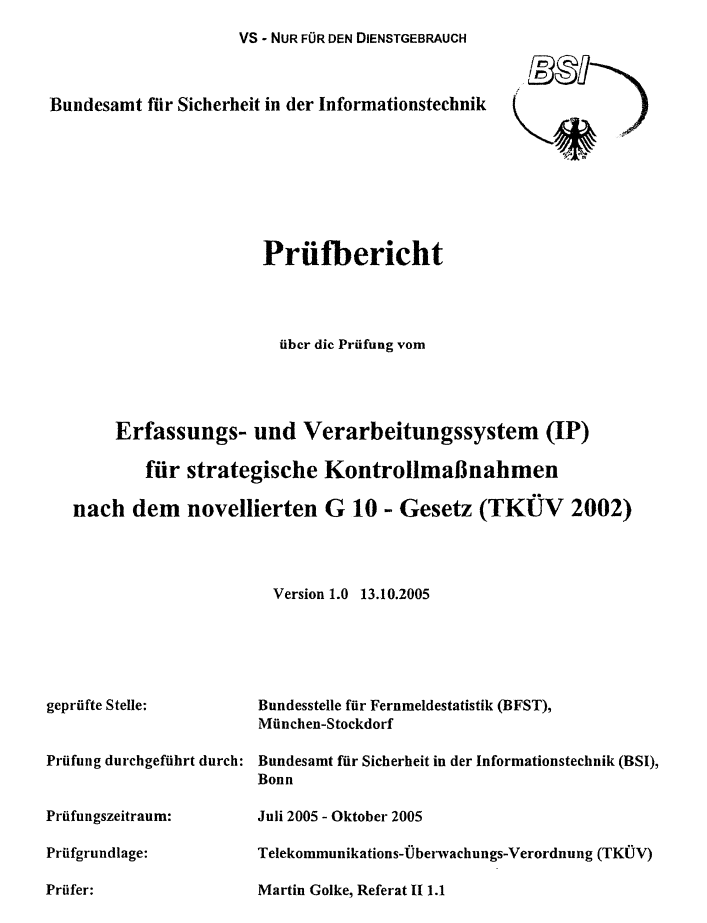 Cover des Prüfberichts.