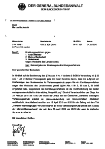 Landesverrat: Post vom Generalbundesanwalt.