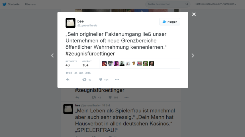 Günther Oettingers rassistische und homophobe Äußerungen lassen Twitter-Nutzer nicht unkommentiert.