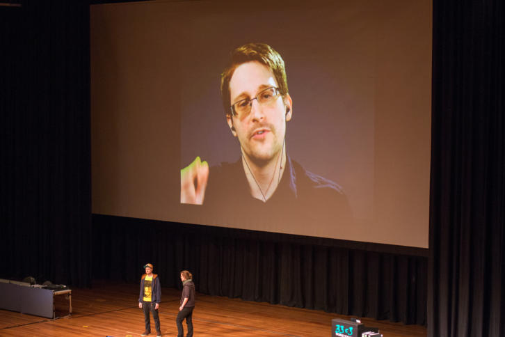 Edward Snowden auf dem 33. Chaos Communication Congress.