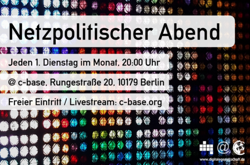 Ankündigungsbanner für den netzpolitischen Abend