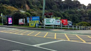 Wahlplakate in der Hauptstadt Wellington.
