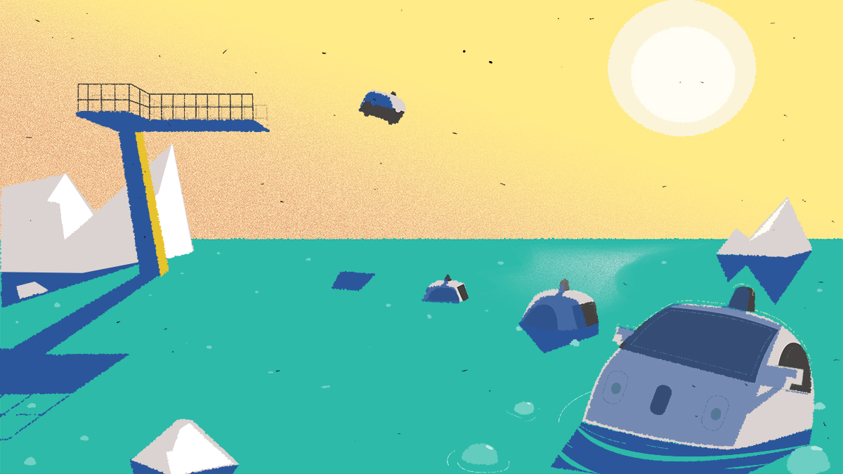 Selbstfahrende Autos steuern in den Klima-Eisberg