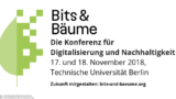 Logo der Konferenz "Bits & Bäume": Ein Blatt, das sich rechts in Pixel auflöst