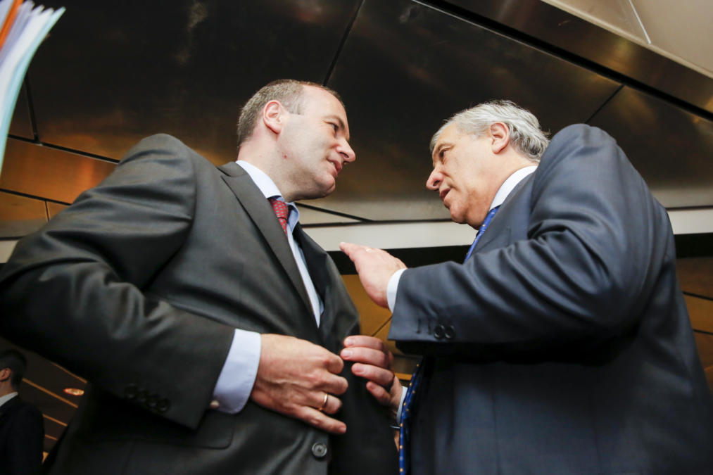 Spitzenkandidat Manfred Weber und Parlamentspresident Antonio Tajani