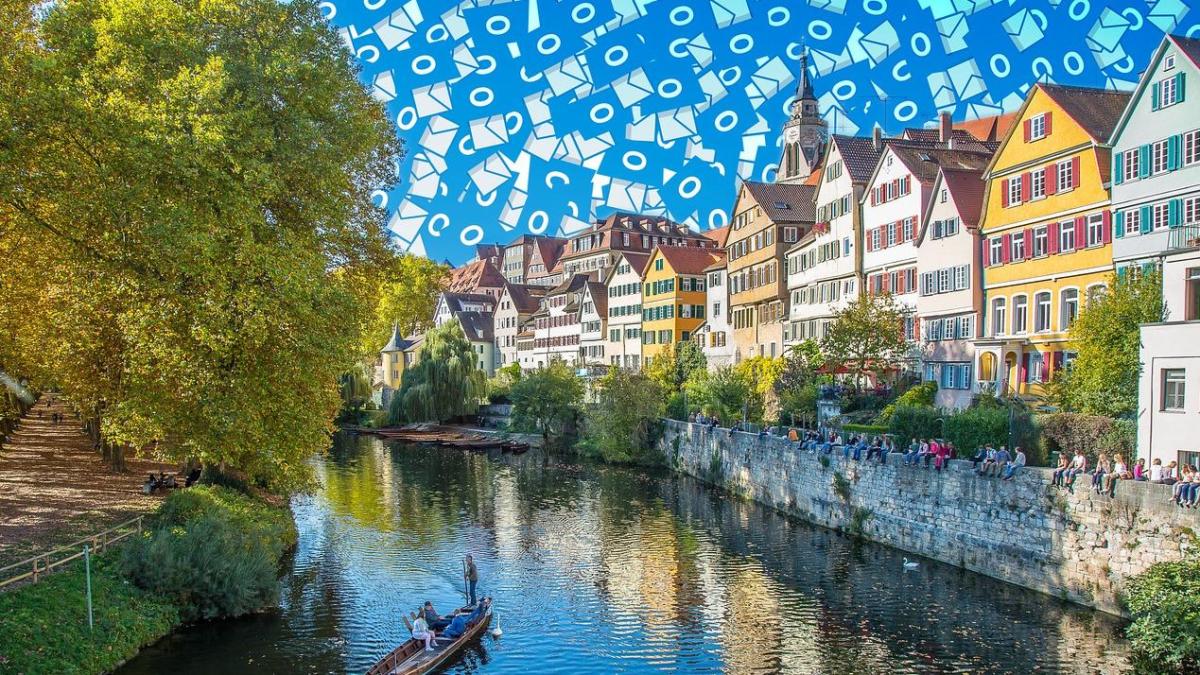 Silhoutte von Tübingen mit Outlook-Symbolen