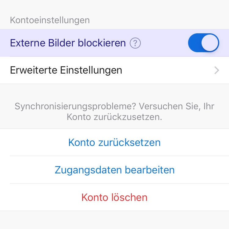 Screenshot Outlook-App