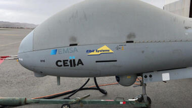 Die EU-Drohnen in ISland tragen das Emblem der EMSA und des portugiesischen Betreibers..