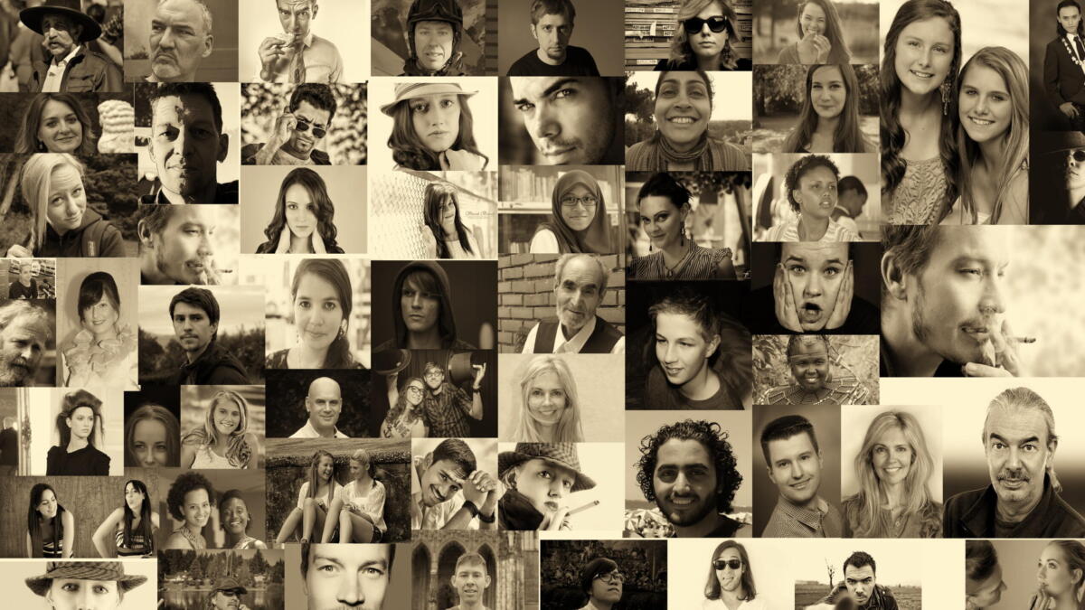 Collage aus vielen Gesichtern
