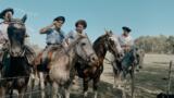 Vier argentinische Gauchos auf Pferden