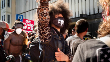 Demonstranten auf einer Demo in San Francisco
