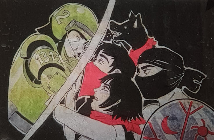 Straßenkunst gegen die Carabiñeros