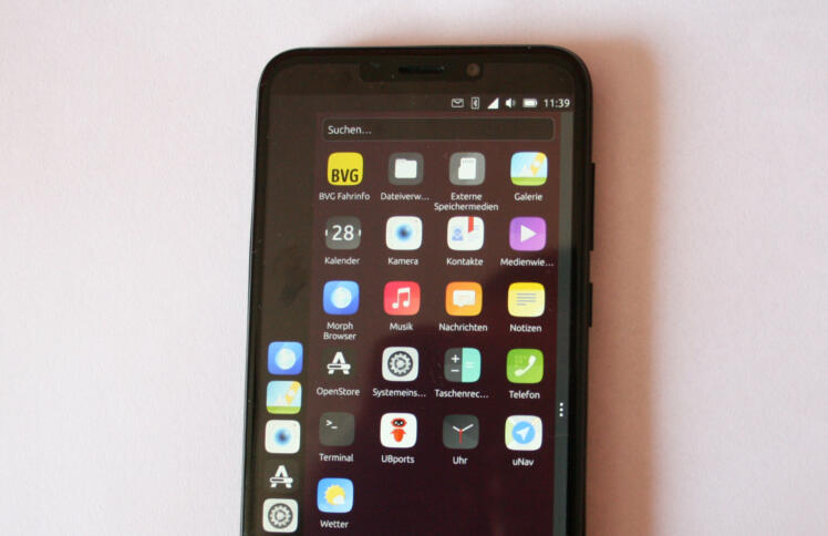 pinePhone, Blick aufs Display