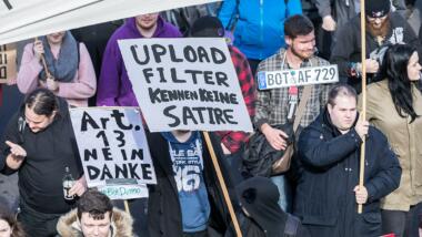 Demonstration gegen Artikel 13 EU-Urheberrechtsreform in Köln