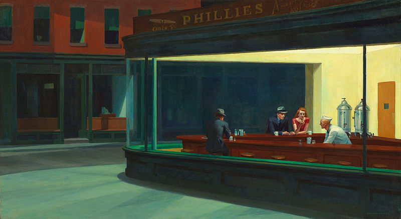 Dieses Gemälde zeigt Menschen in einer Bar.