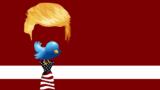 Die Frisur von Donald Trump mit einem Vogel, der dem Twitter-Logo ähnelt als Kopf.