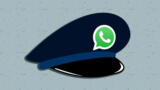 Polizei-Hut mit WatsApp-Logo