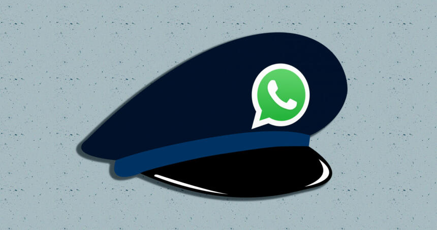 Polizei-Hut mit WatsApp-Logo
