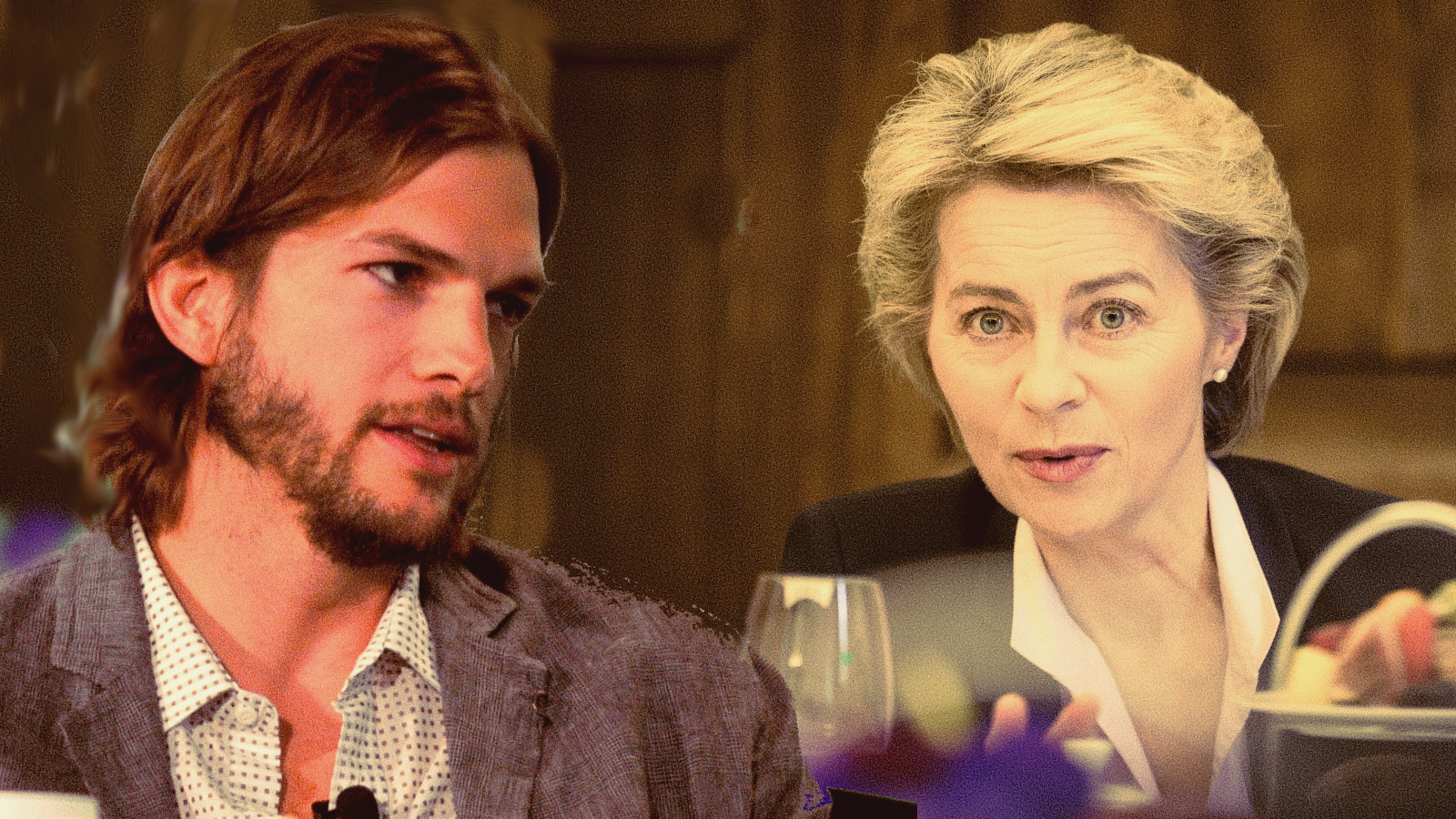 Ashton Kutcher und Ursula von der Leyen