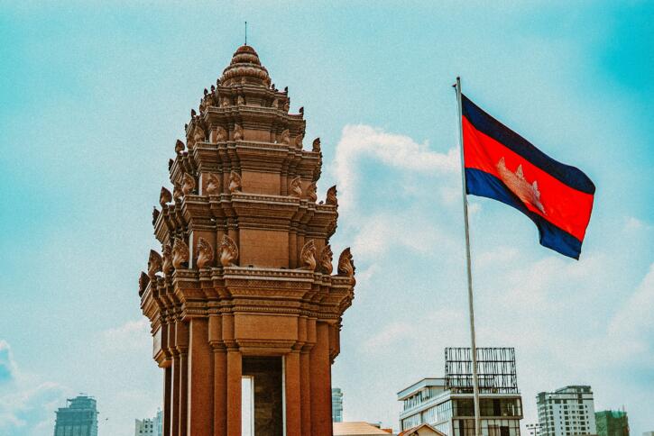 Kambodschanische Flagge in Phnom Penh
