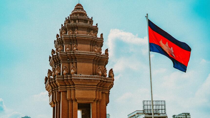 Kambodschanische Flagge in Phnom Penh