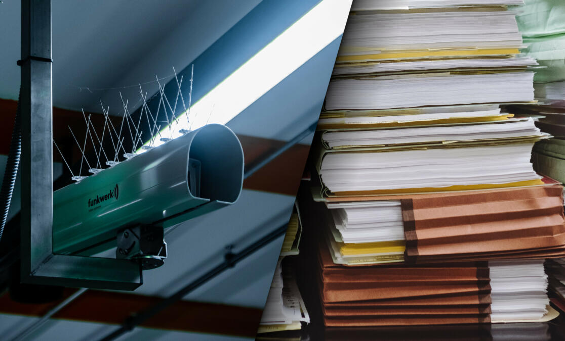 Überwachungskamera und Akten