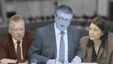 Geheimdienst-Chef:innen vor dem Kontrollgremium: Bruno Kahl (BND), Thomas Haldenwang (Verfassungsschutz), Martina Rosenberg (MAD)