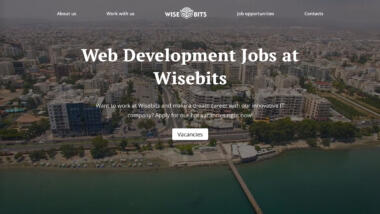 Die Website von Wisebits zeigts Luftaufnahmen aus Limassol mit Strand und Hochhäusern