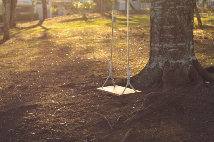 Empty wooden swing