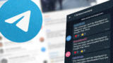 Logo und Screenshots von Telegram. In einem Screenshot steht auf englisch: "Diese Meldung kann bei Telegram-Apps, die aus dem Google Play Store heruntergeladen wurden, nicht angezeigt werden"