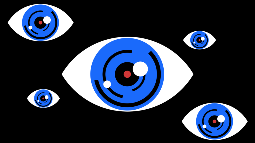 Fünf gezeichnete Augen unterschiedlicher Größe