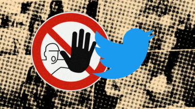 Ein "Zutritt verboten" Schild, das blaue Twitter-Logo