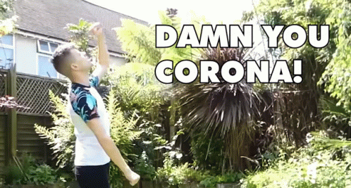 Ein Mensch schimpft, Beschriftung "Damn you Corona"