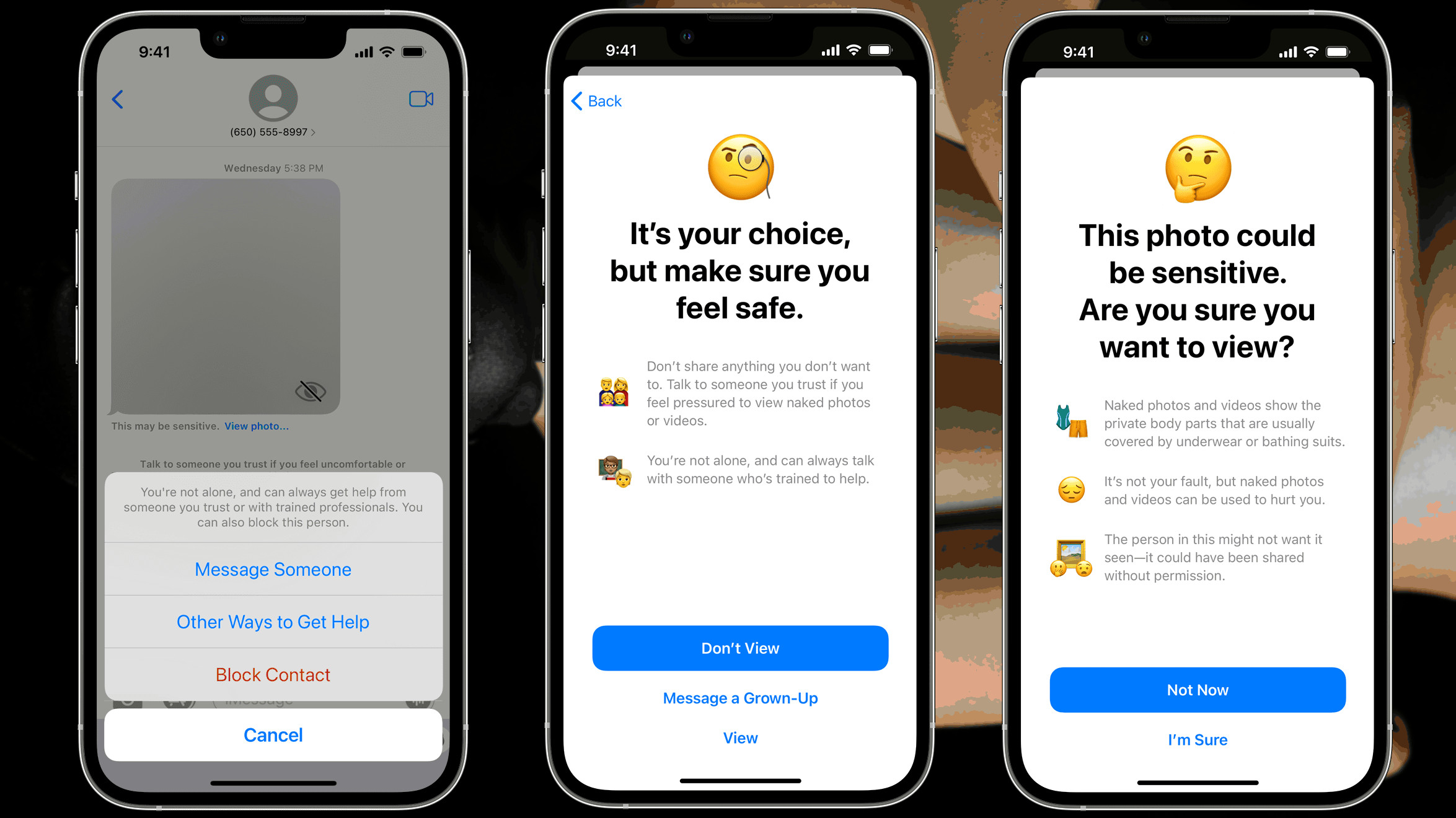 iPhone Screens, die den Nutzer:innen angezeigt werden