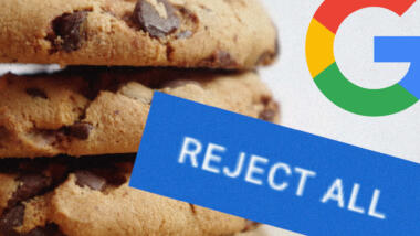 American Cookies symbolisieren Cookies im Browser; der neue "Reject All"-Button ist sichtbar