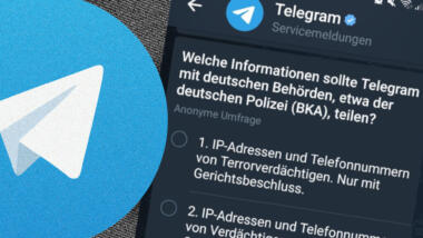 Telegramm Logo und Text der Umfrage