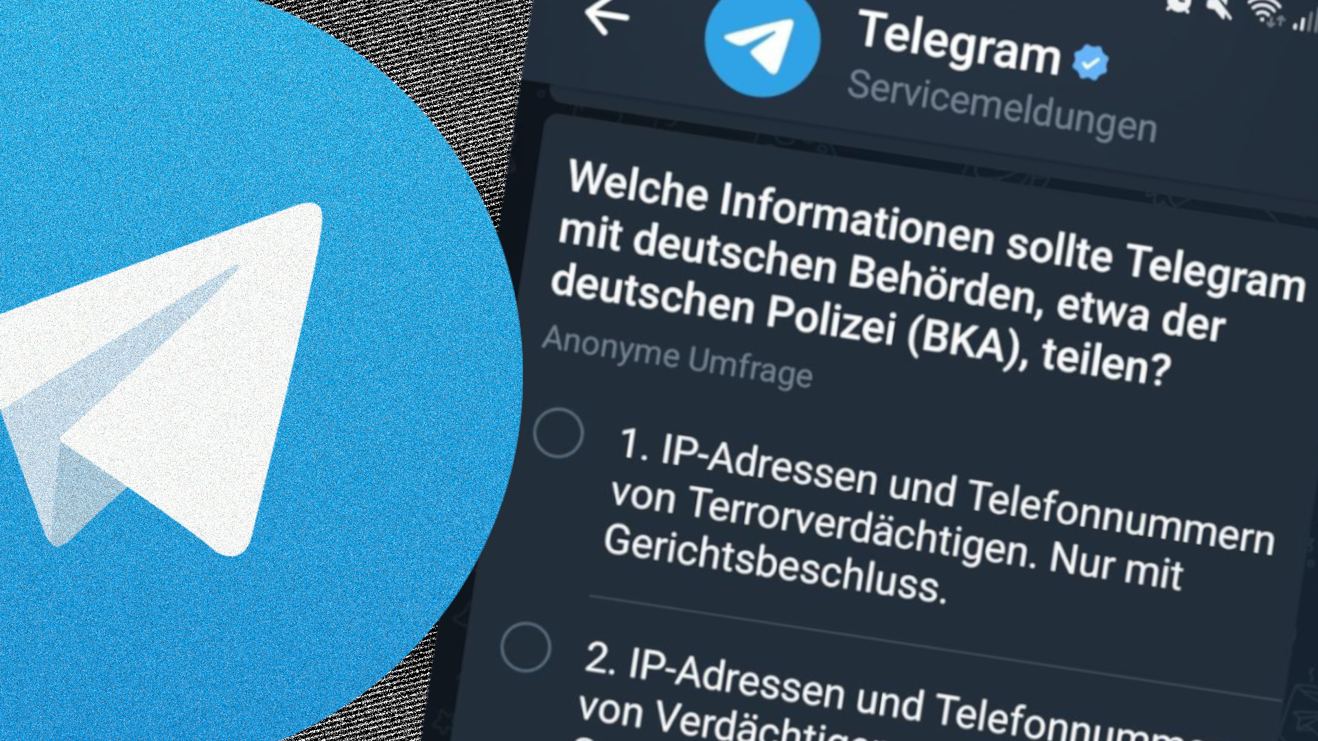 Telegram fragt Nutzer:innen: Wieviel Überwachung soll’s denn sein ...