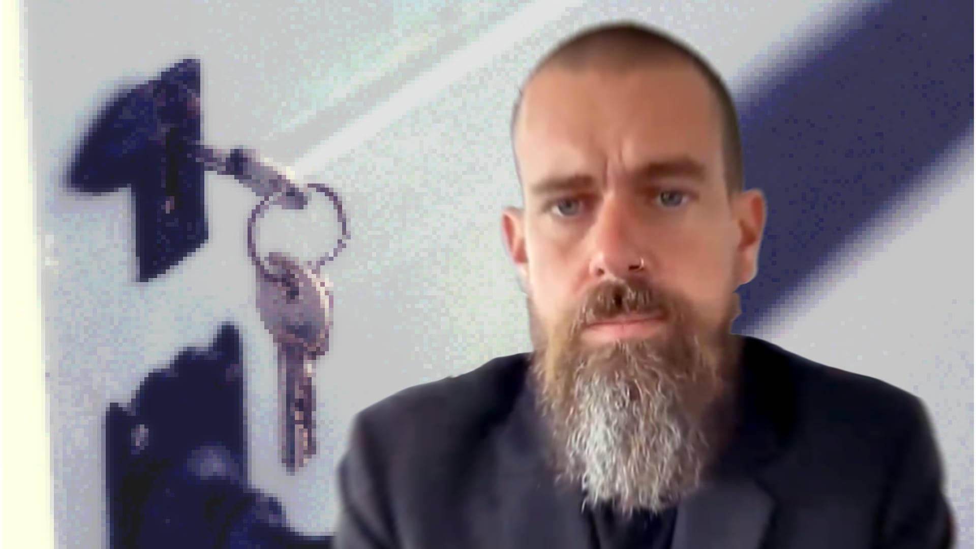 Twitter-Gründer und Ex-Chef Jack Dorsey, dahinter eine offene Tür.