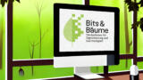 Bildschirm mit dem Logo von Bits & Bäume
