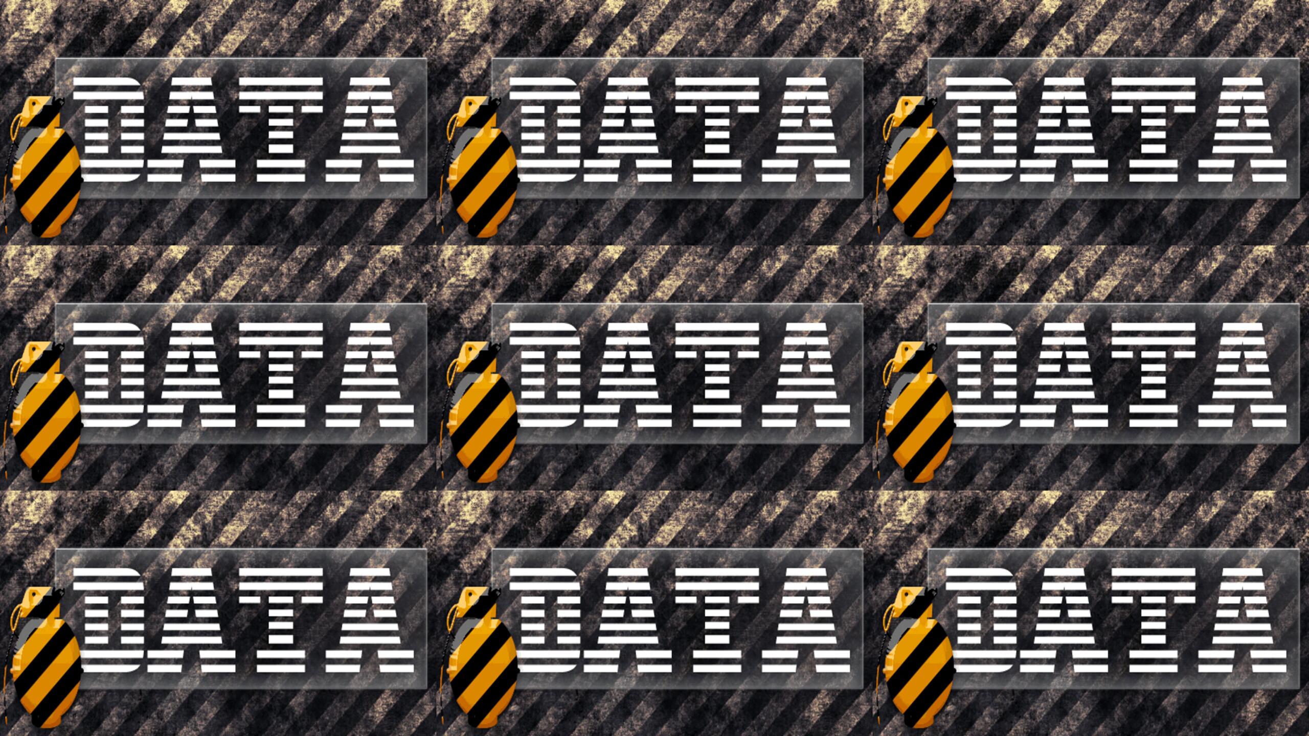 Neun Mal das großgeschrieben Wort "Data" mit einem Baustellensymbol
