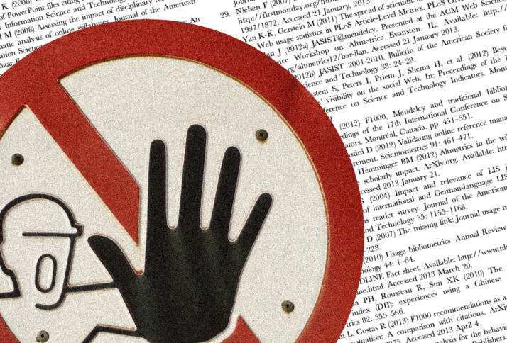 Stopschild vor wissenschaftlichem Paper