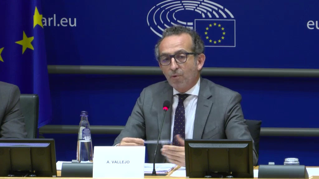 Ángel Vallejo spricht vor dem PEGA-Untersuchungsausschuss.