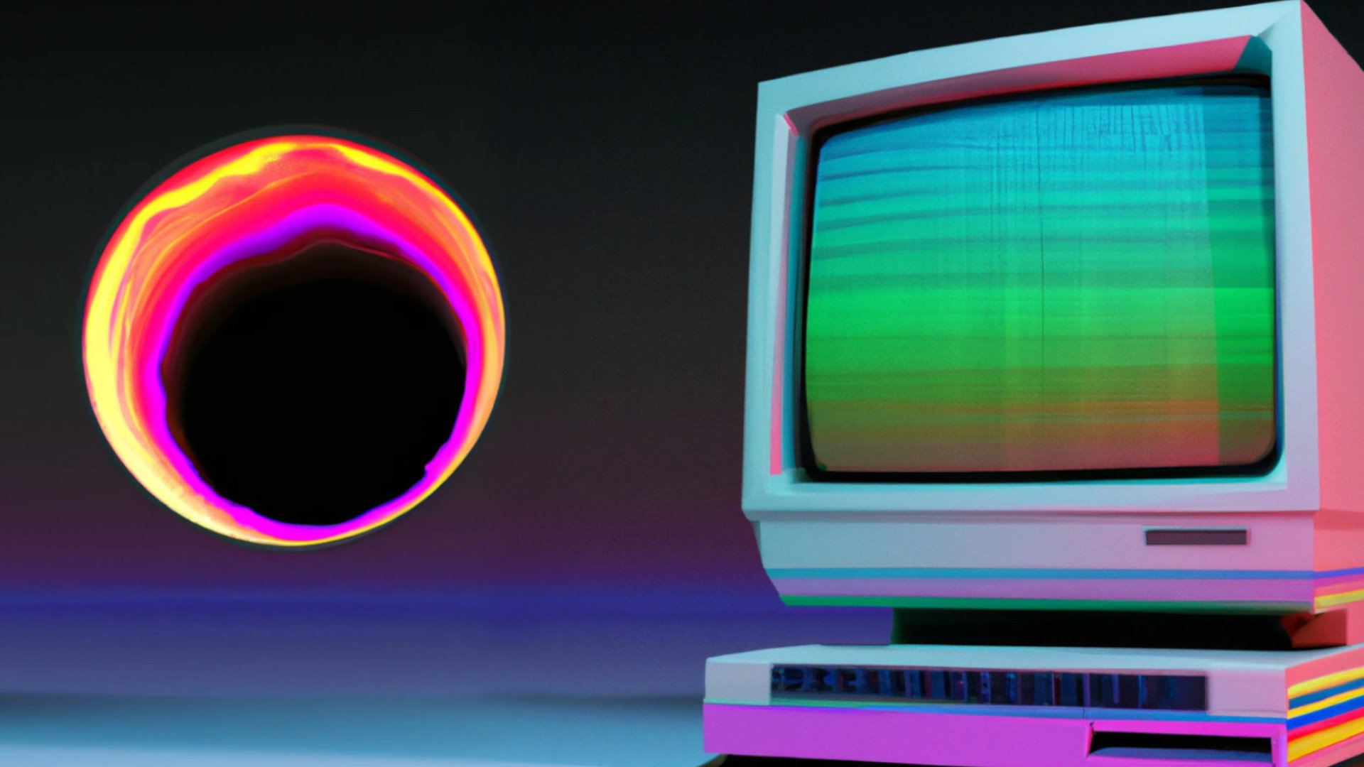 Es klafft ein Loch, daneben ein 80-Jahre-Computer