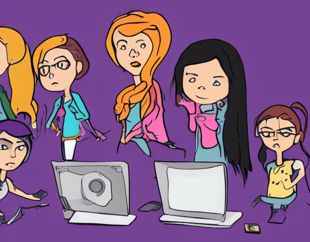 mehrere frauen am computer