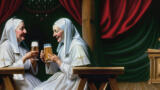 zwei Nonnen trinken Bier