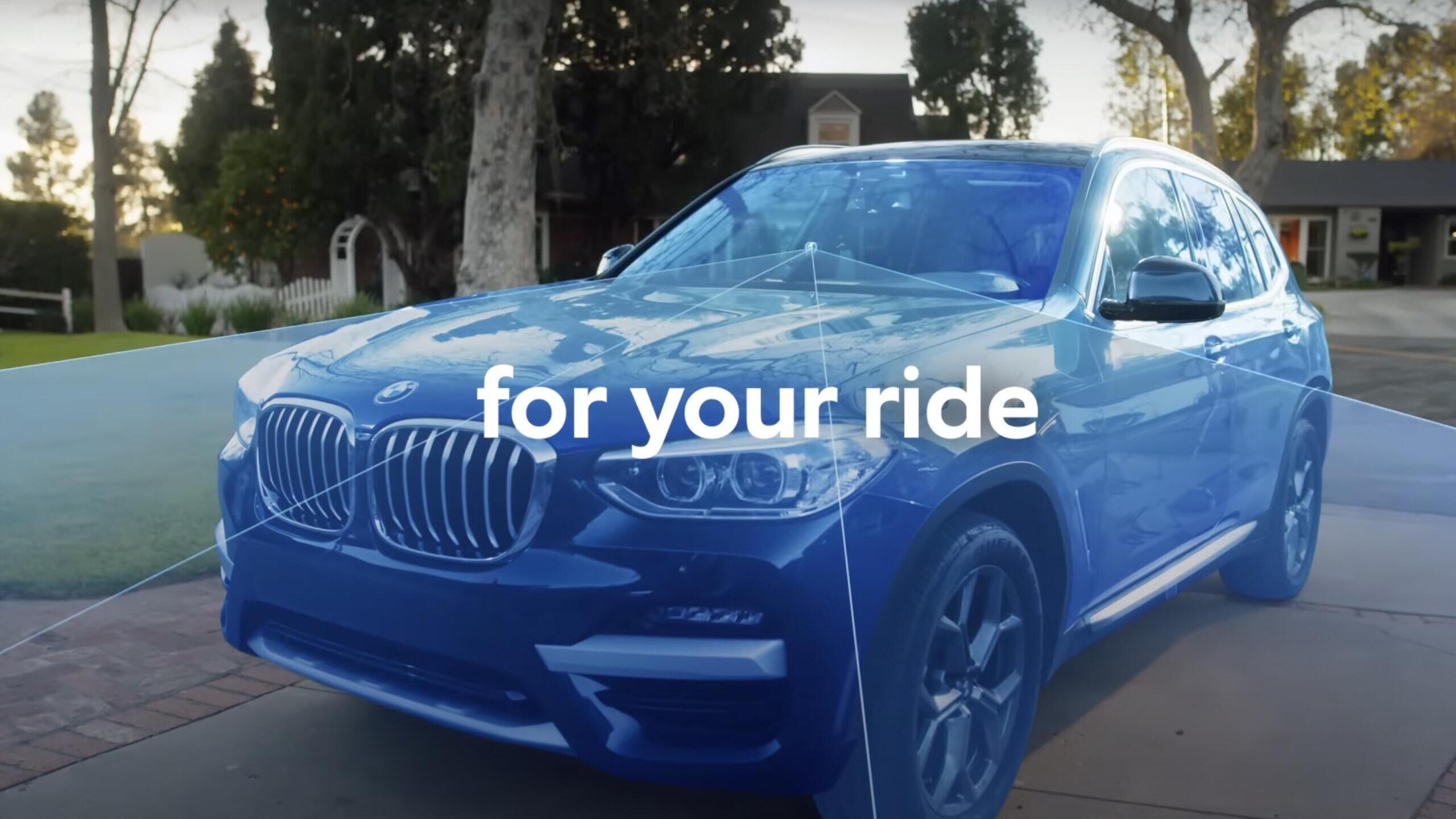 Auto mit stilisierter blauer Überwachungssicht