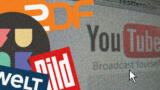 Die Logos von ZDF, Funk, welt und Bild, ein Screenshot von YouTube